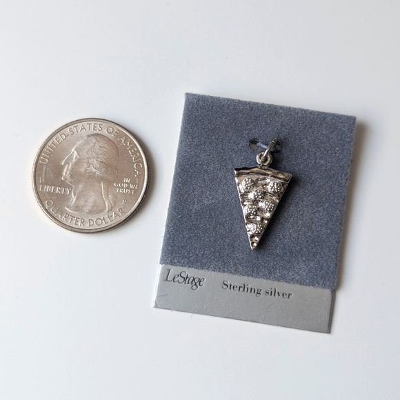 NWT New LeStage Pepperoni Pizza Slice Pendant Charm Sterling Silver 925 - Picture 2 of 3